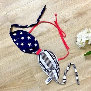 Old Navy Stars Stripes Bandeau Bikini Swim Top Medium Patriotic Red White Blue
